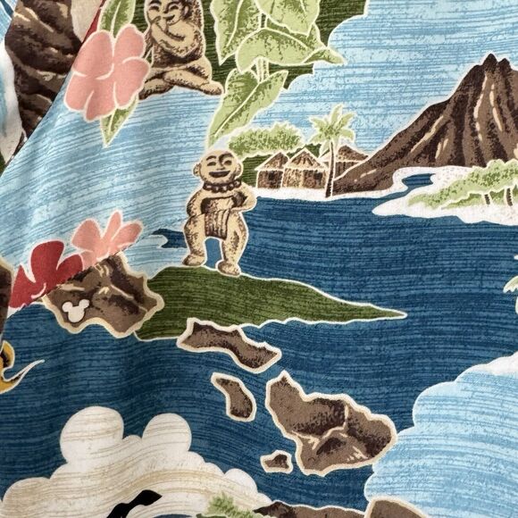 Tori Richard Disney Honolulu Hawaii Aulani Resort Blue Shirt Buttons Large EUC - Picture 10 of 14